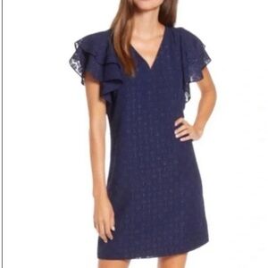 NWT Lilly Pulitzer Kathie Ruffle Sleeve Navy Dress - Size 2